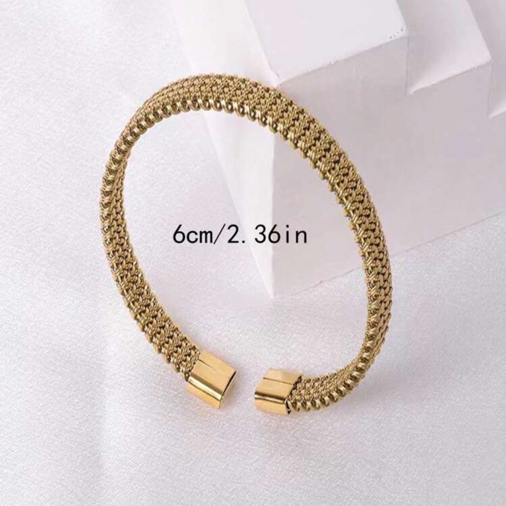 1pc Stainless Steel Gold Tone Spiderweb Design Open Cuff Bracelet For Couple - Picture 3 of 5